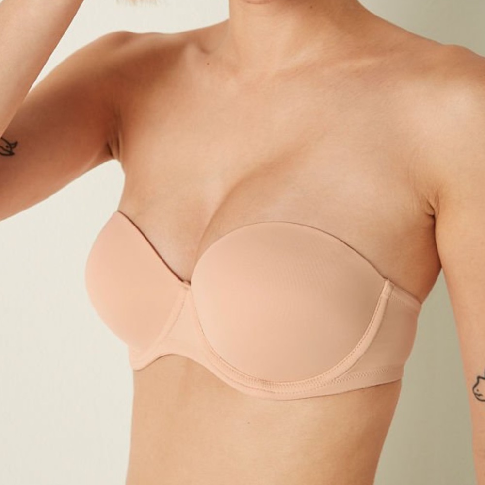 VS Pink nude strapless push up bra